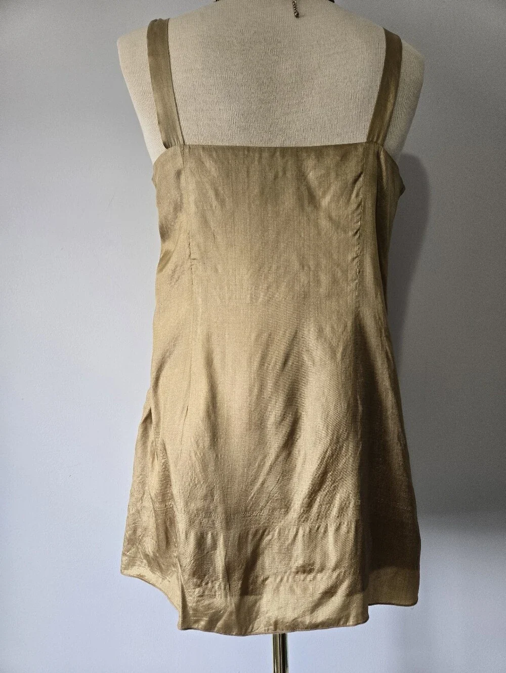 Eileen Fisher 100% Silk Shimmery Tan-Gold Camisole Top. Size XS - Picture 7 of 12